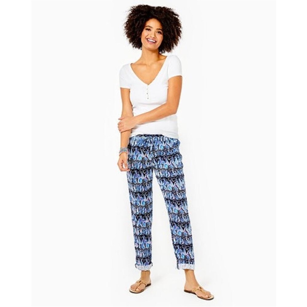 Lilly Pulitzer Blue Printed Ankle Pants
